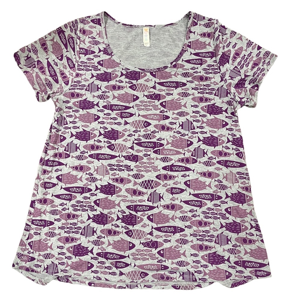 LuLaRoe‎ Classic T Shirt Womens XL high-low hemline scoop neck fish